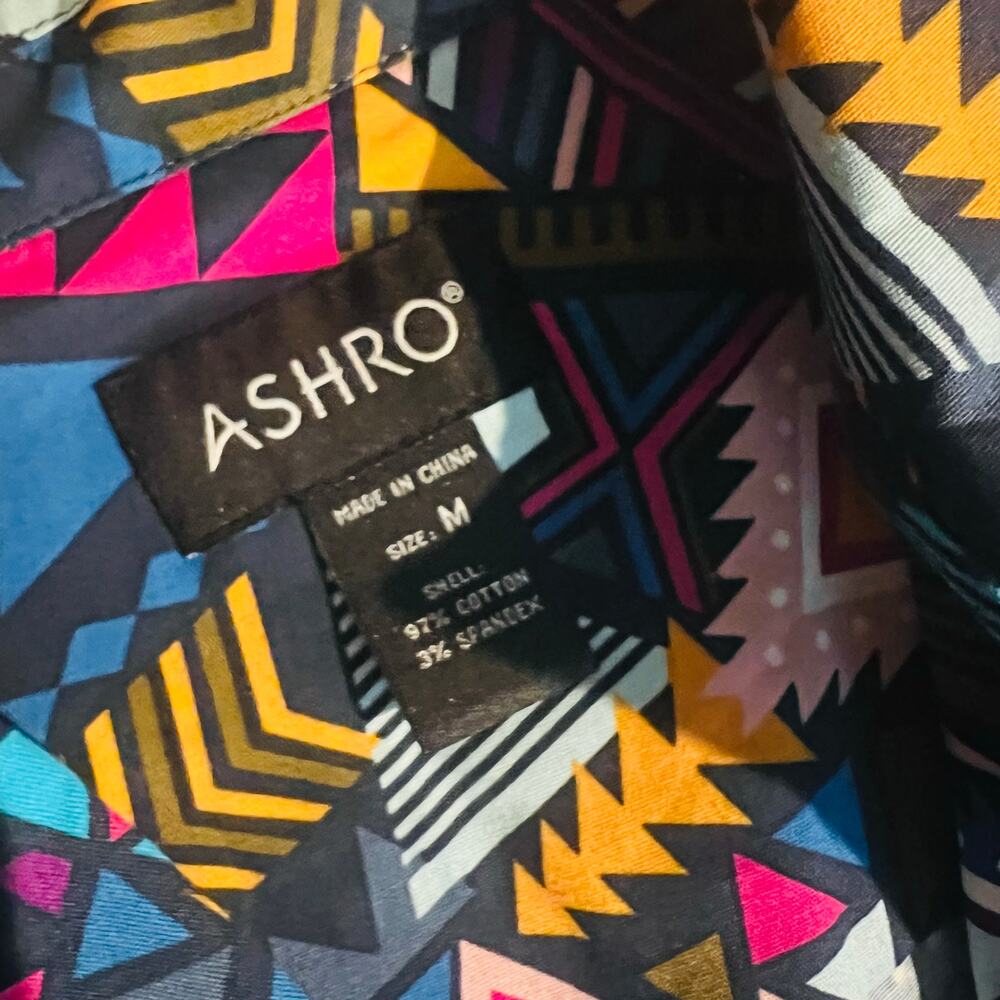Ashro Neesha High Low Abstract Print Long Sleeve Tie Front Dress Size M Medium - Picture 4 of 7